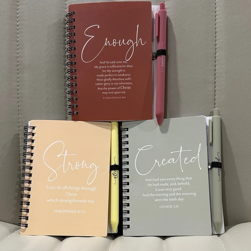 Bible Verse Notebook Trio & Pens Enough Corinthians Strong Philip. Created Genes